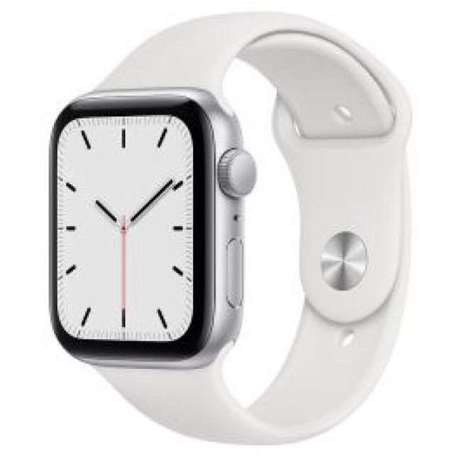 Apple Watch SE GPS 44mm Silver Aluminum Case w. White Sport B. (MYDQ2)