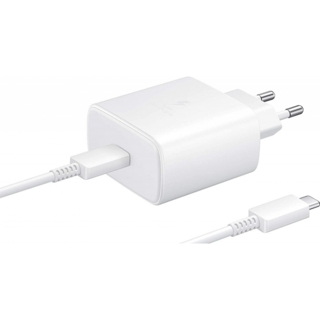 Сетевое зарядное устройство Samsung 45W Compact Power Adapter with Type-C to Type-C Cable White (EP-T4510).