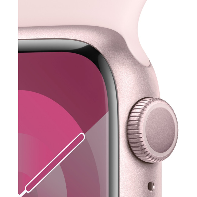 Apple Watch Series 9 GPS 45mm Pink Aluminum Case w. Light Pink S. Band - S/M (MR9G3)