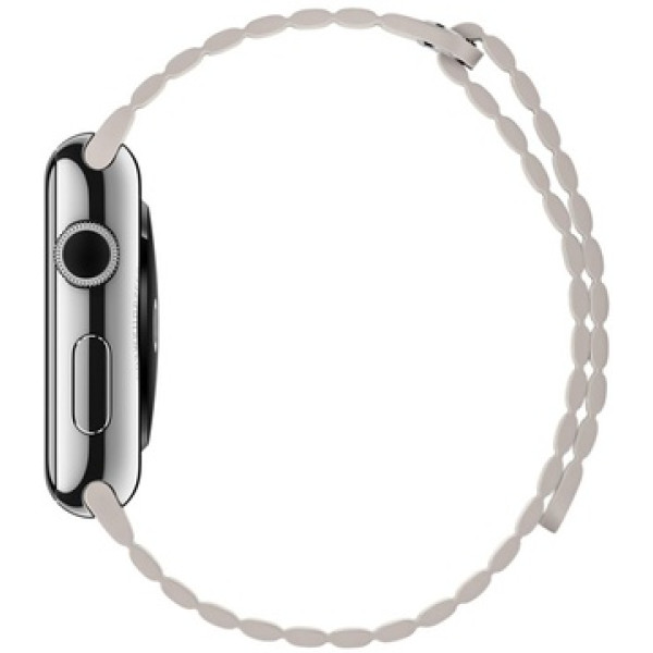 Умные часы Apple Watch 42mm Stainless Steel Case with White Leather Loop Large (MMFW2)