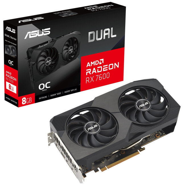 Видеокарта Asus Radeon RX 7600 8Gb DUAL OC (DUAL-RX7600-O8G-V2)