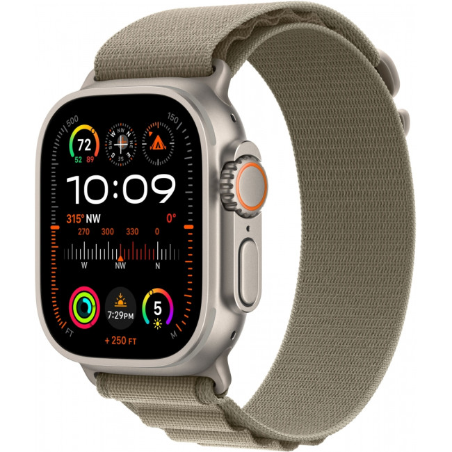 Apple Watch Ultra 2 GPS + Cellular 49mm Titanium Case with Olive Alpine Loop - Small (MREX3/MRFH3)