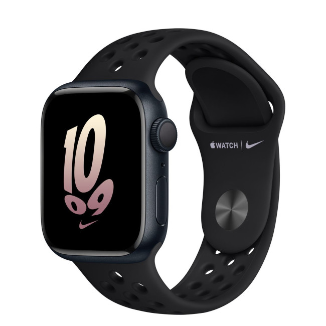 Apple Watch Nike Series 8 GPS 41mm Midnight Aluminum Case w. Black/Black Nike S. Band (MPGN3)