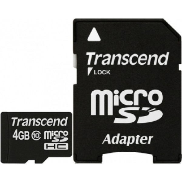 Transcend 4 GB microSDHC class 10 + SD Adapter TS4GUSDHC10