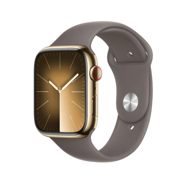 Apple Watch Series 9 GPS + Cellular 45mm Gold S. Сталевий корпус з. Clay Sport Band - M/L (MRMT3)