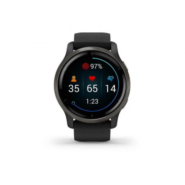 Garmin Venu 2 Slate Stainless Steel Bezel with Black Case and Silicone Band (010-02430-11/01)