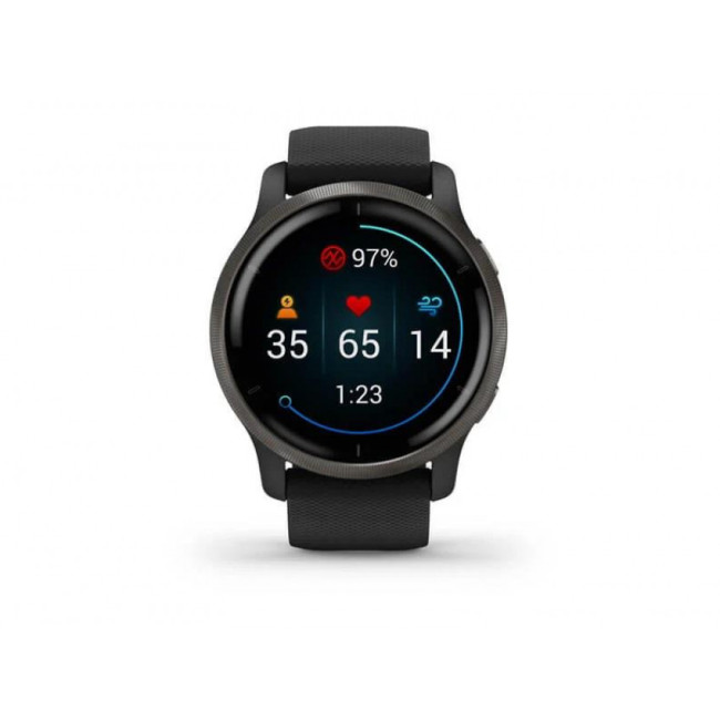 Garmin Venu 2 Slate Stainless Steel Bezel with Black Case and Silicone Band (010-02430-11/01)