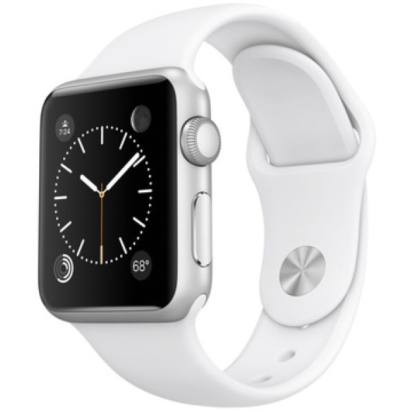 Умные часы Apple Watch 38mm Series 2 Stainless Steel Case with White Sport Band (MNP42)