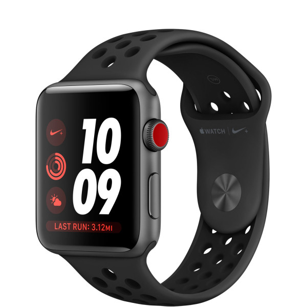 Apple Watch Nike+ 38mm Series 3 GPS + Cell. Sp Gr Alu. Case w. Anth./Black Nike Sport B. (MQL62)