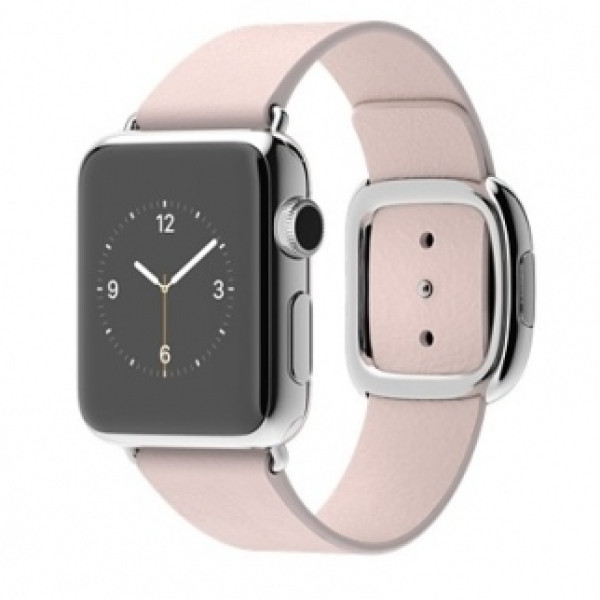 Apple 38mm Stainless Steel Case with Soft Pink Modern Buckle (MJ362)