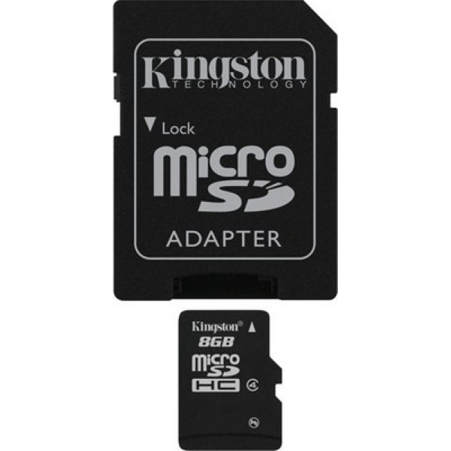 Карта пам'яті Kingston 8 GB microSDHC class 4 + SD adapter SDC4/8GB