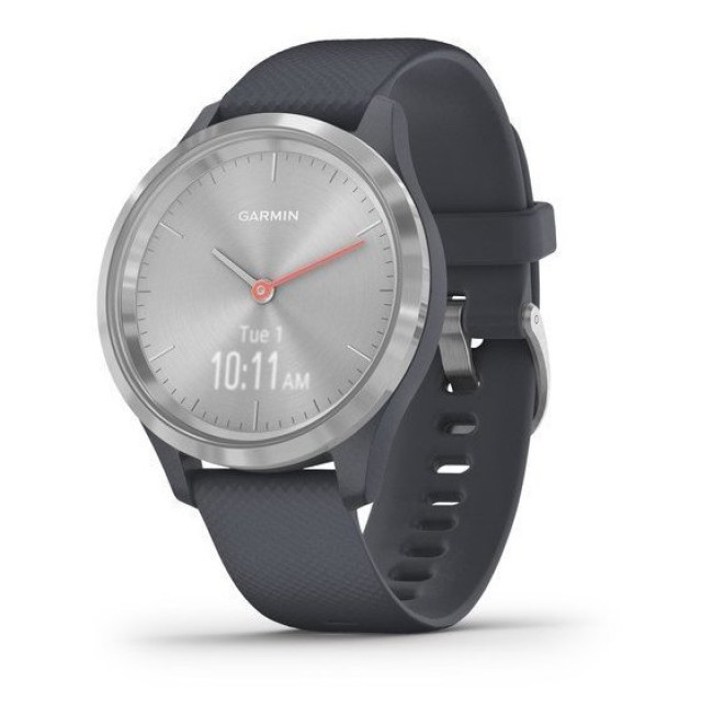 Garmin Vivomove 3s Silver Stainless Steel Bezel w. Granite Blue and Silicone B. (010-02238-00)