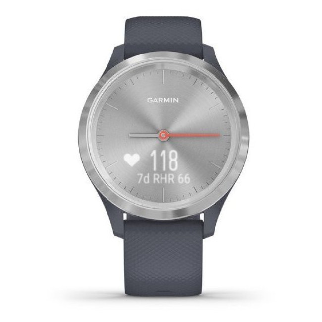 Garmin Vivomove 3s Silver Stainless Steel Bezel w. Granite Blue and Silicone B. (010-02238-00)