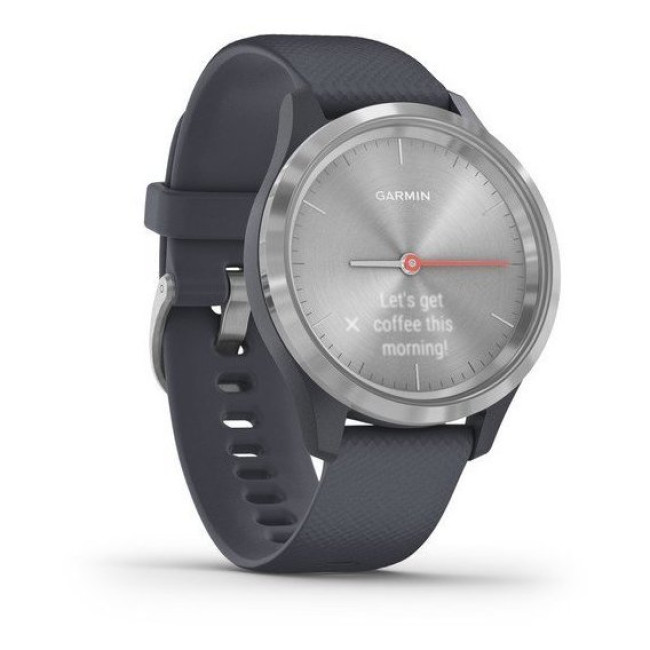 Garmin Vivomove 3s Silver Stainless Steel Bezel w. Granite Blue and Silicone B. (010-02238-00)