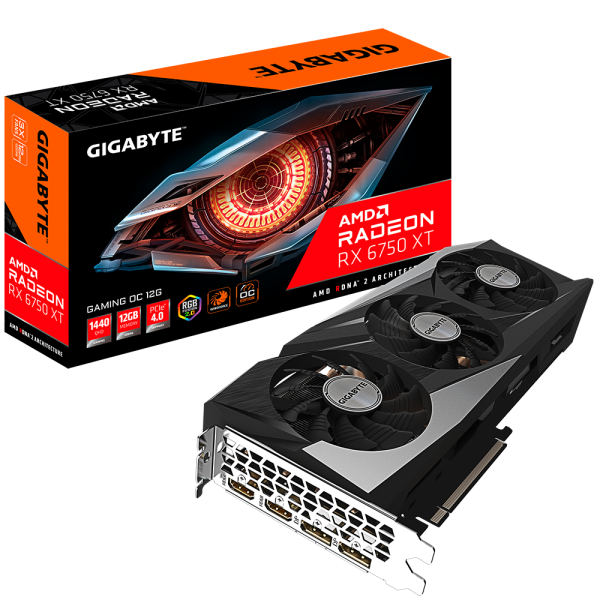 Видеокарта GIGABYTE Radeon RX 6750 XT 12Gb GAMING OC (GV-R675XTGAMING OC-12GD)