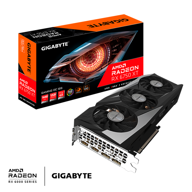 Видеокарта GIGABYTE Radeon RX 6750 XT 12Gb GAMING OC (GV-R675XTGAMING OC-12GD)