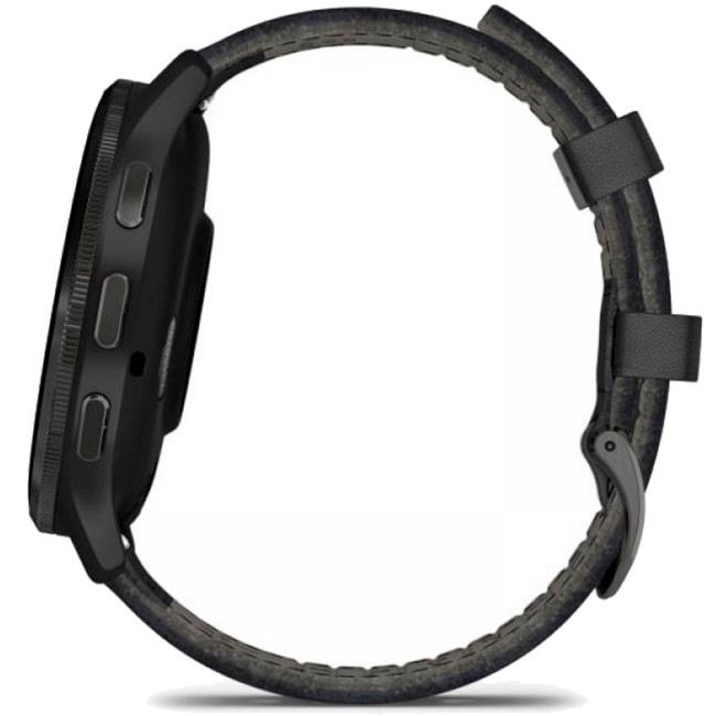 Garmin Venu 3 Slate S. Steel Bezel w. Black Case and Leather Band (010-02784-52)