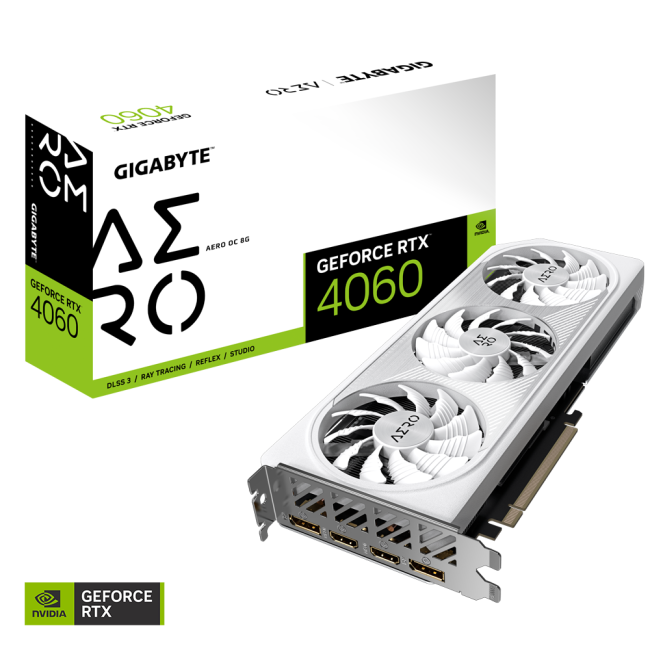 Видеокарта Gigabyte GeForce RTX4060 8Gb AERO OC (GV-N4060AERO OC-8GD)