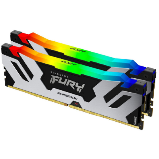 Модуль пам'яті Kingston Fury (ex.HyperX) DDR5 32GB (2x16GB) 6400 MHz Renegade Silver RGB (KF564C32RSAK2-32)