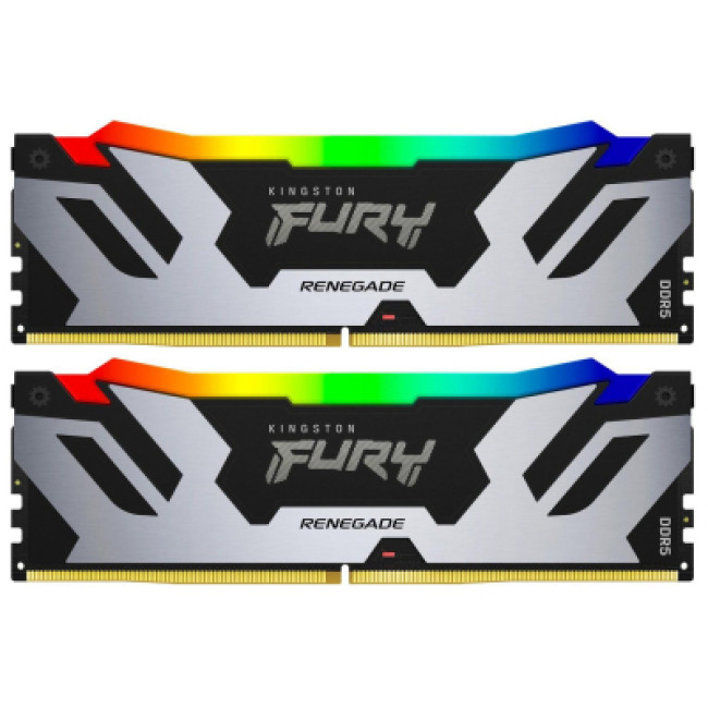 Модуль пам'яті Kingston Fury (ex.HyperX) DDR5 32GB (2x16GB) 6400 MHz Renegade Silver RGB (KF564C32RSAK2-32)