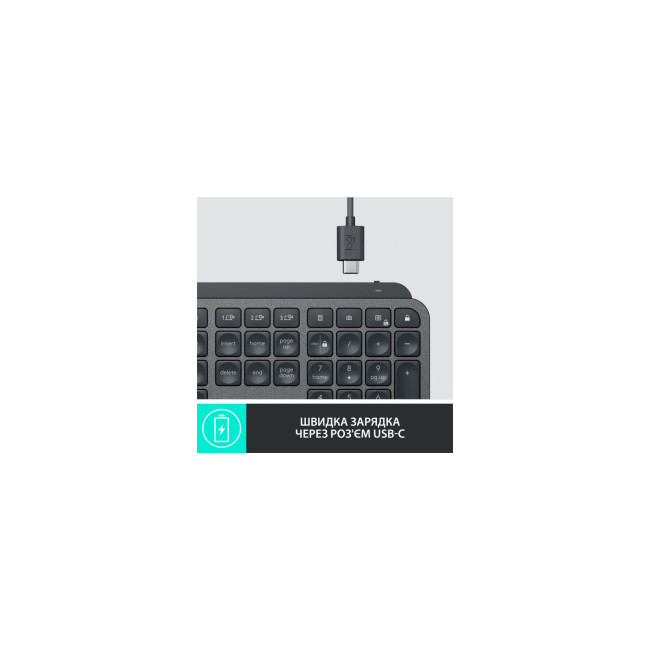 Клавиатура Logitech MX Keys Plus Advanced Wireless Illuminated Keyboard with Palm Rest Graphite (920-009416)