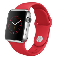 Умные часы Apple Watch 38mm Stainless Steel Case with Red Sport Band (MLLD2)