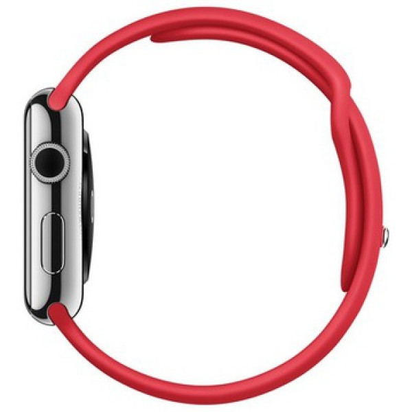 Умные часы Apple Watch 38mm Stainless Steel Case with Red Sport Band (MLLD2)