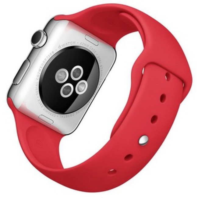 Умные часы Apple Watch 42mm Stainless Steel Case with Red Sport Band (MLLE2)