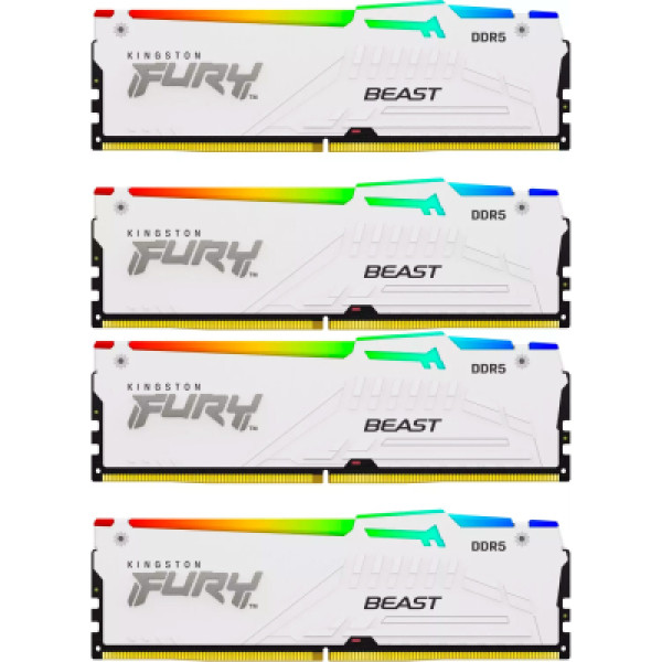 Kingston FURY 128 GB (4x32GB) DDR5 5600 MHz Beast White RGB (KF556C40BWAK4-128)