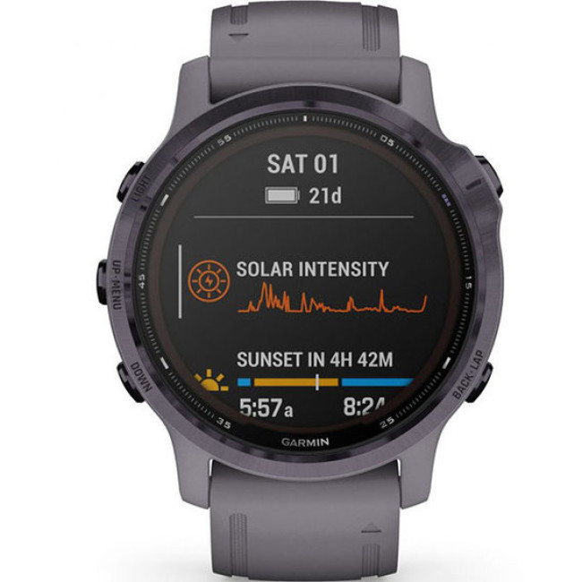 Garmin Fenix 6S Pro Solar Edition Amethyst Steel with Shale Gray Band (010-02409-15)