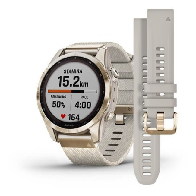 Garmin Fenix 7S Sapphire Solar Cream G. Titanium w. Cream H. Nylon Band (010-02539-39)