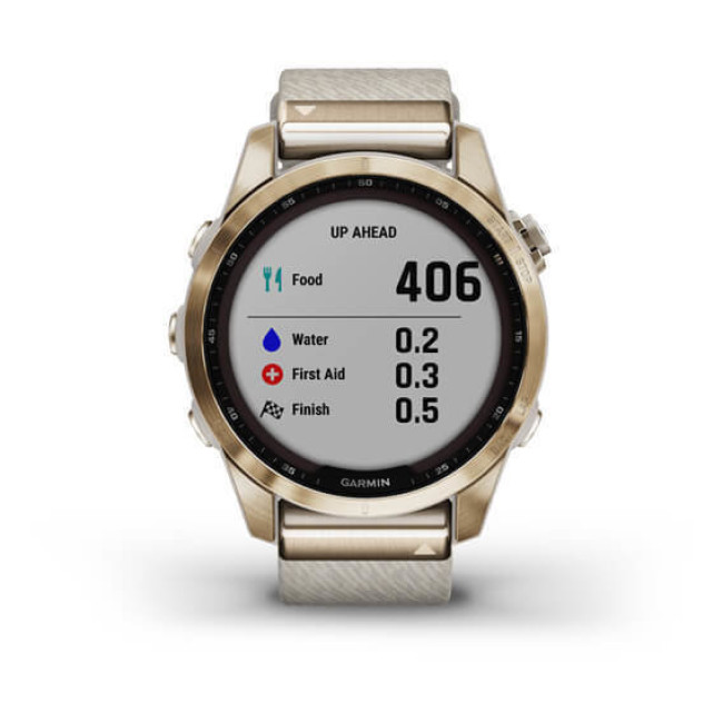 Garmin Fenix 7S Sapphire Solar Cream G. Titanium w. Cream H. Nylon Band (010-02539-39)