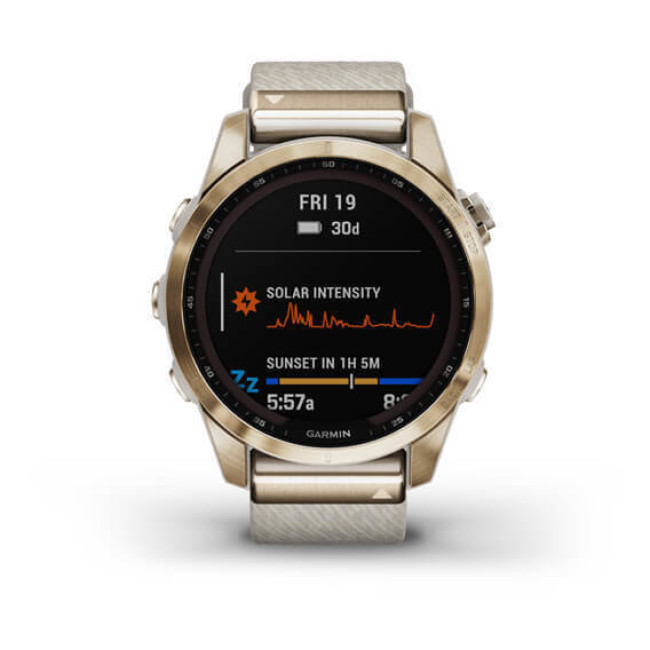 Garmin Fenix 7S Sapphire Solar Cream G. Titanium w. Cream H. Nylon Band (010-02539-39)