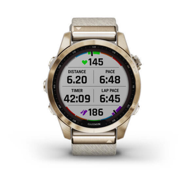 Garmin Fenix 7S Sapphire Solar Cream G. Titanium w. Cream H. Nylon Band (010-02539-39)