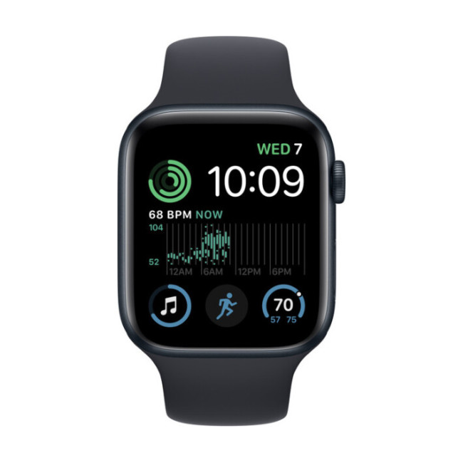 Apple Watch SE 2 GPS 44mm Midnight Aluminum Case with Midnight Sport Band (MNK03)