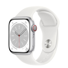 Apple Watch Series 8 GPS + Cellular 41mm Silver Aluminum Case with White S. Band (MP4A3)