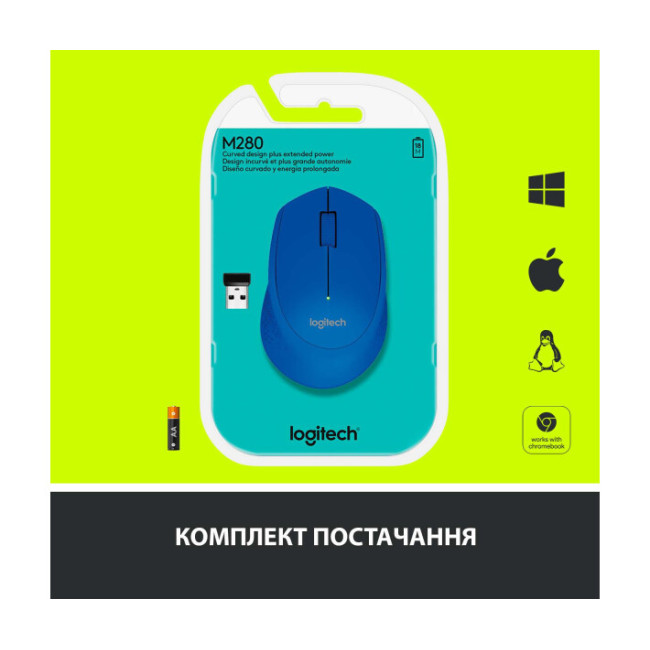 Logitech M280 Wireless Mouse Blue (910-004294, 910-004290)