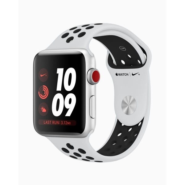 Apple Watch Nike+ 42mm Series 3 GPS + Cell. Silver Alu. Case w. Pure Pla/Bl Nike Sport B. (MQME2)