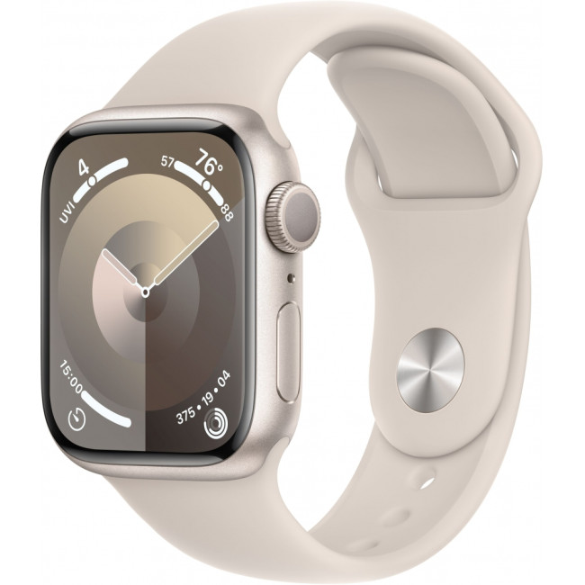 Apple Watch Series 9 GPS 41mm Starlight Aluminum Case w. Starlight Sport Band - S/M (MR8T3)