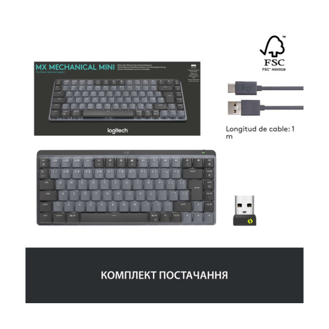 Клавиатура Logitech MX Mechanical Mini Clicky Wireless Illuminated Graphite (920-010782)