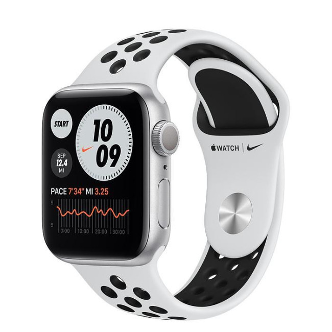 Apple Watch Nike Series 6 GPS 40mm Silver Aluminum Case w. Pure Platinum/Black Nike Sport B. (M00T3)