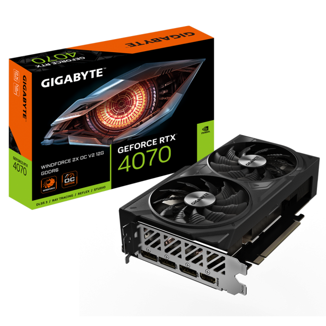 Видеокарта Gigabyte GeForce RTX 4070 WINDFORCE 2X OC V2 12G (GV-N4070WF2OCV2-12GD)