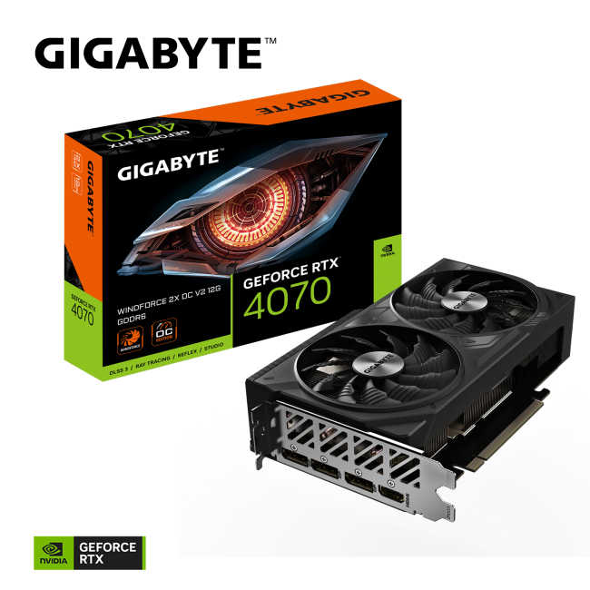 Видеокарта Gigabyte GeForce RTX 4070 WINDFORCE 2X OC V2 12G (GV-N4070WF2OCV2-12GD)