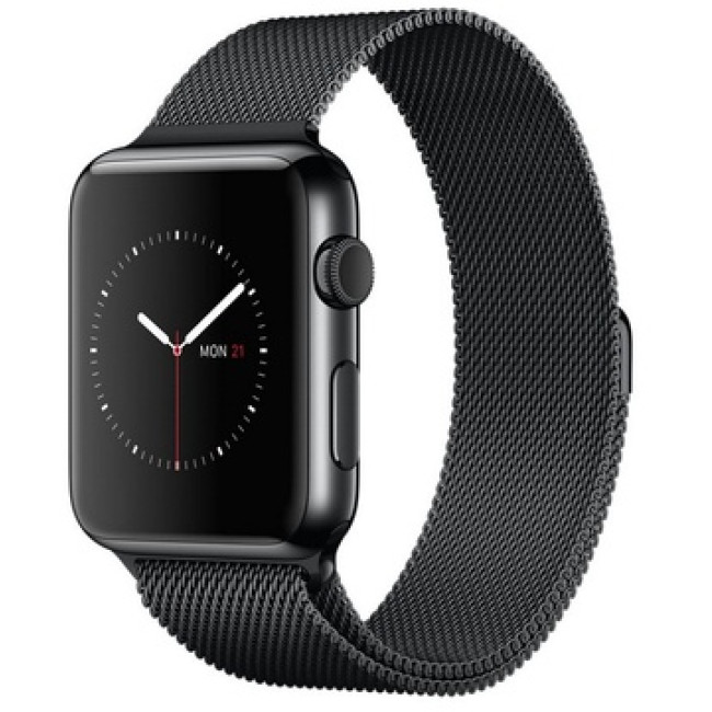 Apple Watch 38mm Series 2 Space Black Stain. Steel Case w. Space Black Milanese Loop (MNPE2)