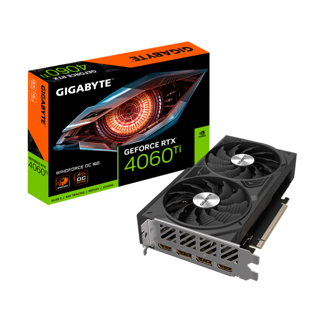 Відеокарта Gigabyte GeForce RTX4060Ti 16Gb WINDFORCE OC (GV-N406TWF2OC-16GD)