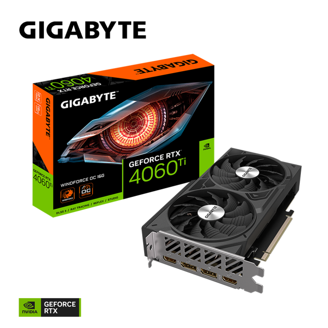 Видеокарта Gigabyte GeForce RTX4060Ti 16Gb WINDFORCE OC (GV-N406TWF2OC-16GD)