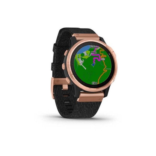 Garmin Fenix 6S Pro Sapphire Rose Gold with Heathered Black Nylon Band (010-02159-37)