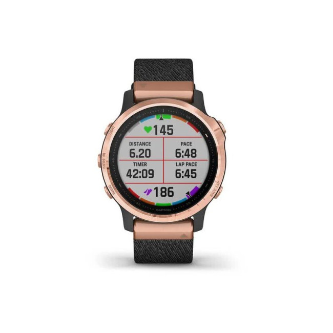 Garmin Fenix 6S Pro Sapphire Rose Gold with Heathered Black Nylon Band (010-02159-37)