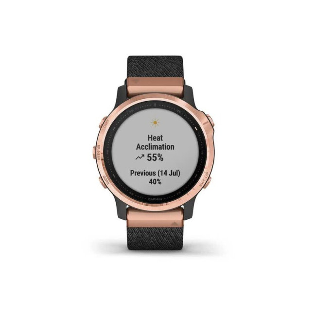 Garmin Fenix 6S Pro Sapphire Rose Gold with Heathered Black Nylon Band (010-02159-37)