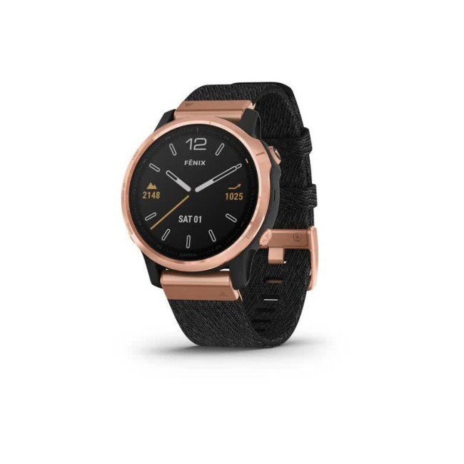 Garmin Fenix 6S Pro Sapphire Rose Gold with Heathered Black Nylon Band (010-02159-37)